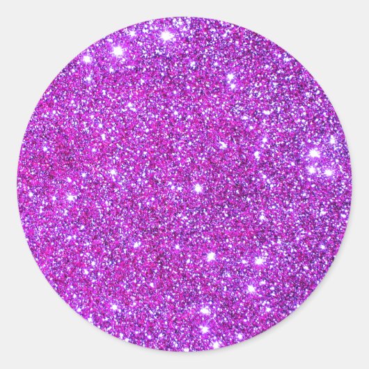 Roze Paarse Sparkly Glam Glitter Designer Ronde Sticker (Voorkant)