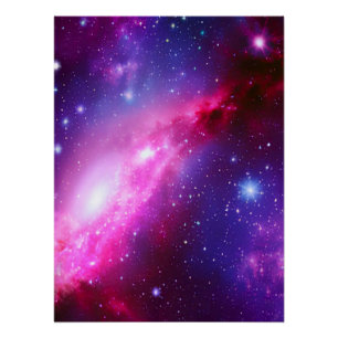 Roze Paarse spiraalvormige galaxie Glanzend Poster Perfect Poster