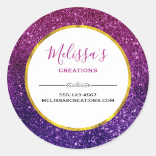 Roze & Paarse Sprankelende Glitter Edelstenen Bedr Ronde Sticker