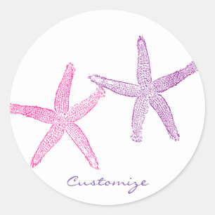 Roze Paarse Starfish Thunder_Cove Ronde Sticker