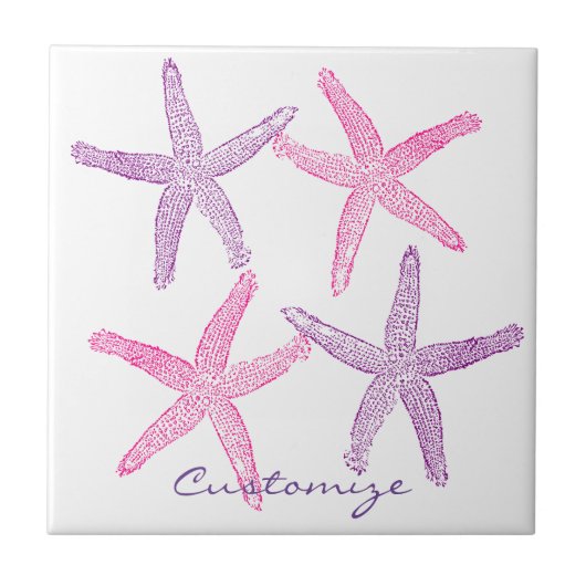 Roze Paarse Starfish Thunder_Cove Tegeltje (Voorkant)
