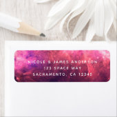 Roze Paarse Starry Sky Cosmic Galaxy Sky Fire Glow Etiket (Insitu)