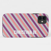 Roze paarse streep patroon, eigen naam Case-Mate iPhone case (Achterkant (horizontaal))