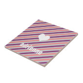 Roze paarse strepen hart moderne display tegel tegeltje (Zijkant)