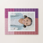 Roze paarse strepen schattige gepersonaliseerde fo legpuzzel (Horizontaal)
