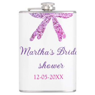 Roze paarse strik glinster glitters bruiloftsshowe heupfles