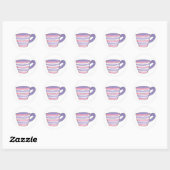 Roze/Paarse stripe stripe Tea Cup Stickers (Vel)