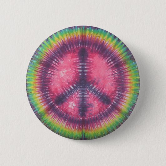 Roze & Paarse Tie Dye Peace Sign Flair Button (Voorkant)