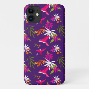 Roze Paarse Tropische Hummingbird gevild iPhone 11 Hoesje