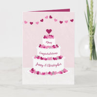 Roze & paarse Trouwtaart Felicitatiekaart