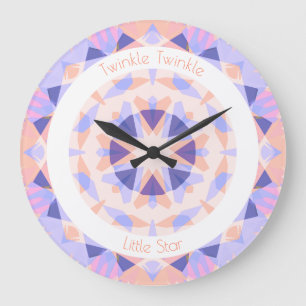 Roze Paarse Twinkle Little Star Baby Meisje Kweker Grote Klok