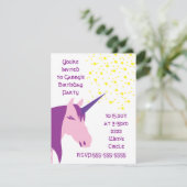 Roze/Paarse Unicorn Birthday Uitnodiging (Staand voorkant)