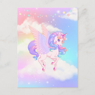 Roze Paarse Unicorn Briefkaart