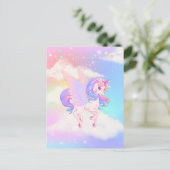 Roze Paarse Unicorn Briefkaart (Staand voorkant)