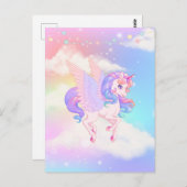 Roze Paarse Unicorn Briefkaart (Voorkant / Achterkant)
