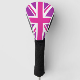 Roze & Paarse Union Jack/Vlag Golfheadcover