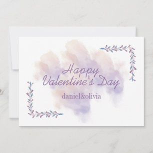 Roze Paarse Valentijnsdag Bedankkaart