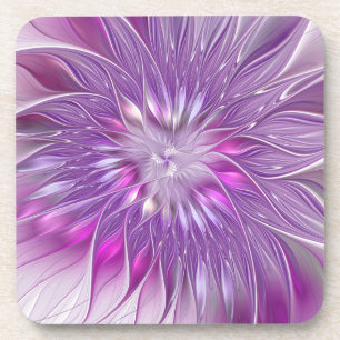 Roze Paarse ventilatorpassie Abstract fractal Art Bier Onderzetter