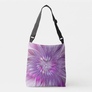 Roze Paarse ventilatorpassie Abstract fractal Art Crossbody Tas