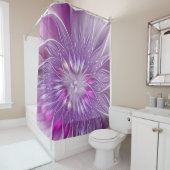 Roze Paarse ventilatorpassie Abstract fractal Art Douchegordijn (In situ)