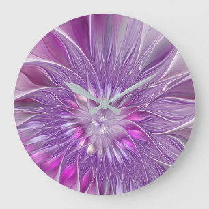 Roze Paarse ventilatorpassie Abstract fractal Art Grote Klok