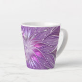 Roze Paarse ventilatorpassie Abstract fractal Art Latte Mok (Rechterhoek)
