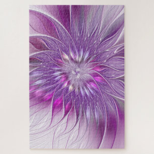 Roze Paarse ventilatorpassie Abstract fractal Art Legpuzzel