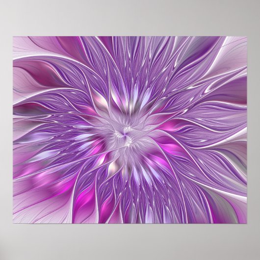 Roze Paarse ventilatorpassie Abstract fractal Art Poster (Voorkant)