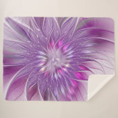 Roze Paarse ventilatorpassie Abstract fractal Art Sherpa Deken (Voorkant (horizontaal))