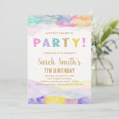 Roze Paarse verf Birthday-uitnodigingen Kaart (Staand voorkant)