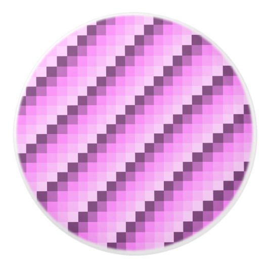 Roze & Paarse vierkanten Keramische Knop (Voorkant)