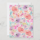 Roze Paarse Vintage Bloemige Trouw Uitnodiging (Achterkant)