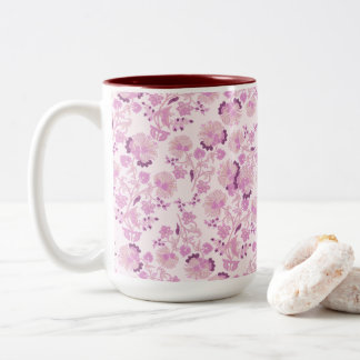 Roze Paarse Vintage Bloemmotief Mok