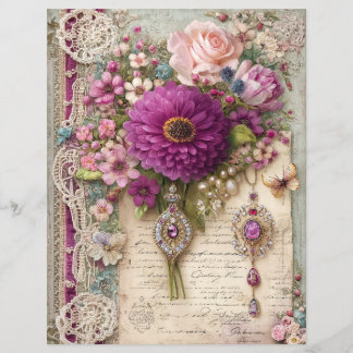 Roze Paarse Vintage Junk Journal Scrapbook Papier