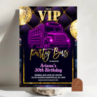 Roze Paarse VIP Feestbus Uitnodiging
