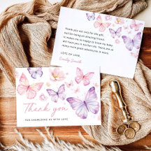 Roze Paarse Vlinder Baby Shower Dank Je Wel
