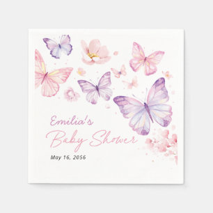 Roze Paarse Vlinder Baby Shower Op Maat Servet