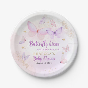 Roze Paarse Vlinder Baby shower Papier Bord