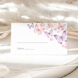 Roze Paarse Vlinder Baby Shower Plaatskaart