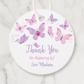Roze Paarse vlinder Birthday Bedankjes Labels (Voorkant)