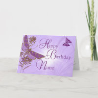 Roze Paarse vlinder Birthday Kaart