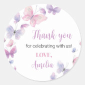 Roze Paarse vlinder Birthday Sticker Labels (Voorkant)