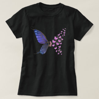 roze Paarse vlinder bloembloem T-shirt