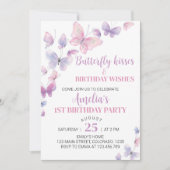 Roze Paarse vlinder eerste uitnodiging (Voorkant)