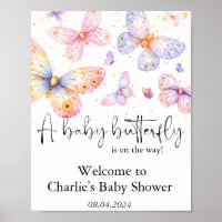Roze Paarse Vlinder Meisje Baby shower