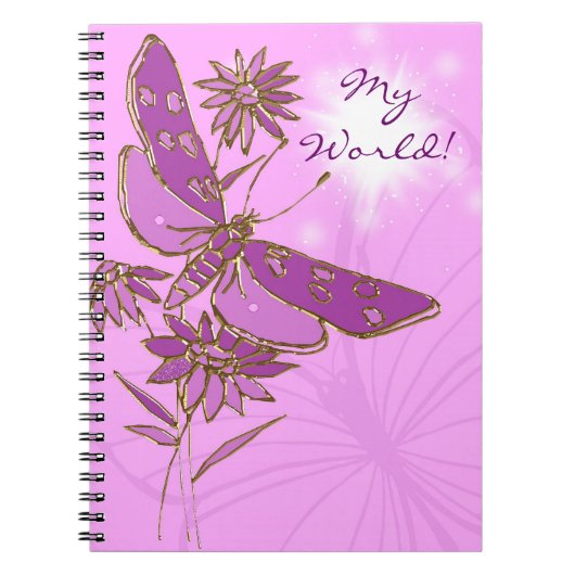 Roze Paarse vlinder Notitieboek (Voorkant)