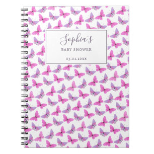 Roze Paarse Vlinder Waterverf Gastenboek Notitieboek