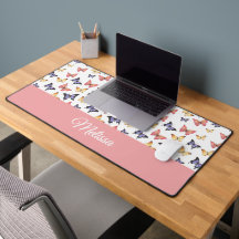 Roze Paarse Vlinders Monogram Naam