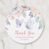 Roze Paarse vlindervlinder Baby shower Bedankjes Labels (Achterkant)