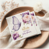 Roze Paarse vlindervlinder Baby shower Servet